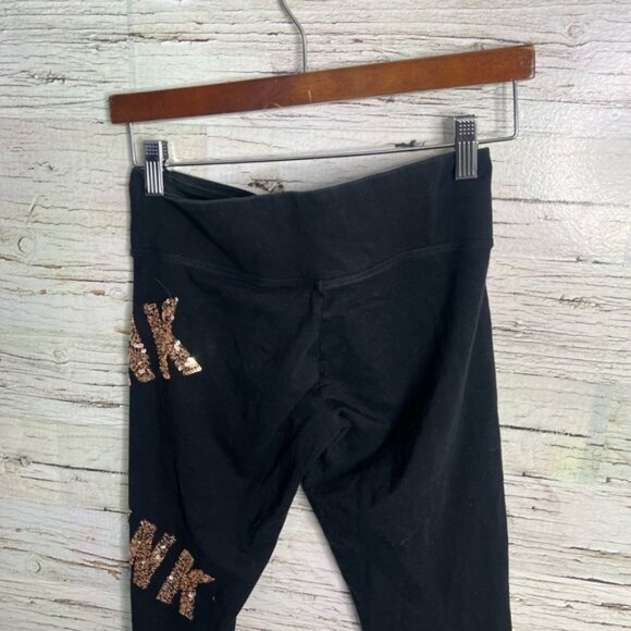 Victoria's Secret PINK Black Leggings with Gold Sequins - Picture 8 of 9
